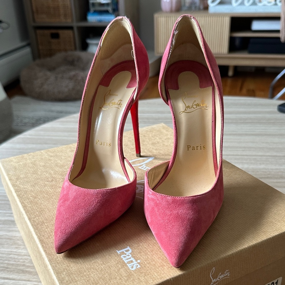 Christian Louboutin Pink Suede Heels